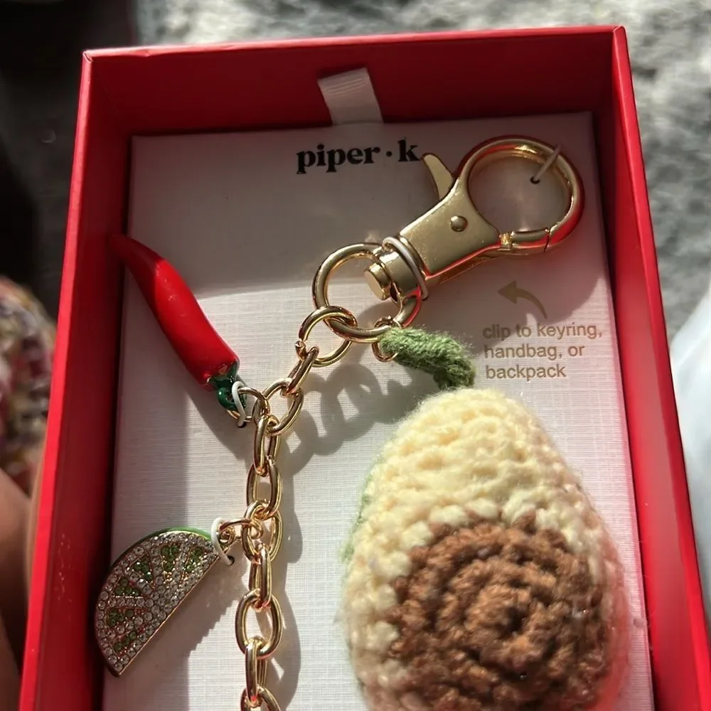Piper K Knit Avocado Multi‎ Charm Keychain Bag Purse Southwestern NWT